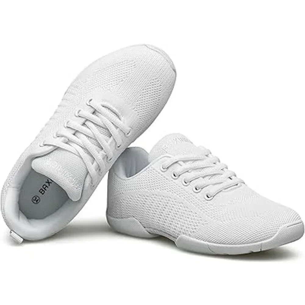 Baxinier Girls Size 3.5 White Lace Up Breathable Anti Slip Cheerleading Shoes